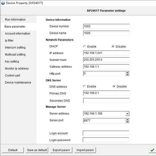 Rilevamento e configurazione dei parametri del dispositivo con l'applicazione Manager